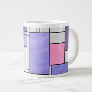 Mondrian Pink Paars White Print Grote Koffiekop