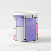 Mondrian Pink Paars White Print Grote Koffiekop (Voorkant)