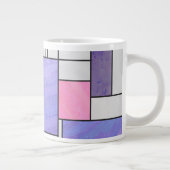 Mondrian Pink Paars White Print Grote Koffiekop (Rechts)
