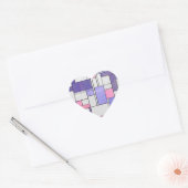 Mondrian Pink Paars White Print Hart Sticker (Envelop)