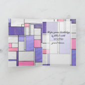 Mondrian Pink Paars White Print Kaart (Binnen)