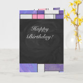Mondrian Pink Paars White Print Kaart (Gele Bloem)