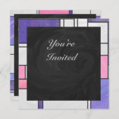 Mondrian Pink Paars White Print Kaart (Voorkant / Achterkant)