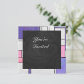Mondrian Pink Paars White Print Kaart (Staand voorkant)