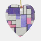 Mondrian Pink Paars White Print Keramisch Ornament (Rechts)