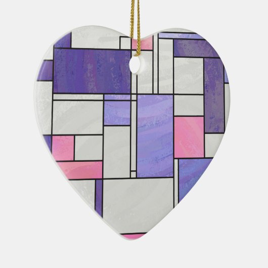 Mondrian Pink Paars White Print Keramisch Ornament (Rechts)