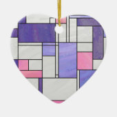 Mondrian Pink Paars White Print Keramisch Ornament (Voorkant)