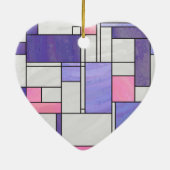 Mondrian Pink Paars White Print Keramisch Ornament (Achterkant)
