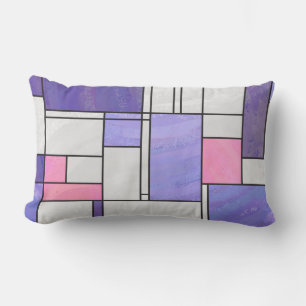 Mondrian Pink Paars White Print Kussen