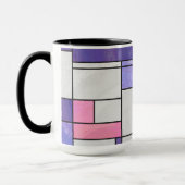 Mondrian Pink Paars White Print Mok (Links)