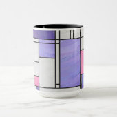 Mondrian Pink Paars White Print Mok (Midden)