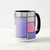 Mondrian Pink Paars White Print Mok (Voorkant rechts)