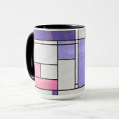 Mondrian Pink Paars White Print Mok (Voorkant links)