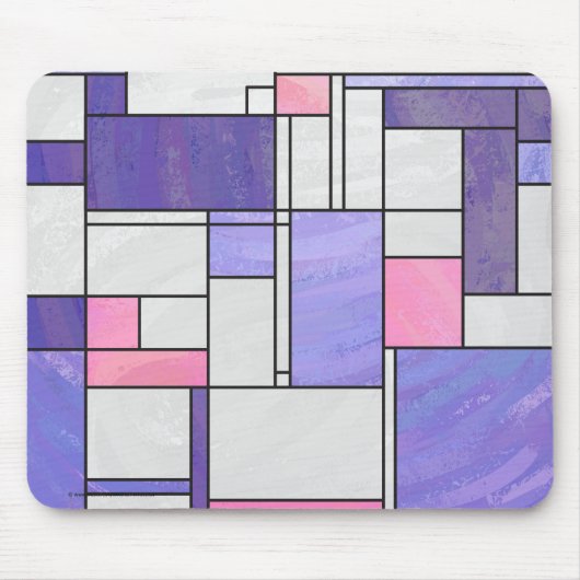 Mondrian Pink Paars White Print Muismat (Voorkant)
