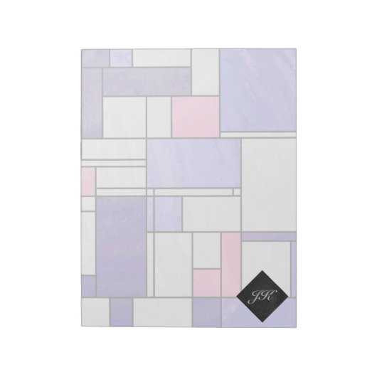 Mondrian Pink Paars White Print Notitieblok (Linkerzijde)