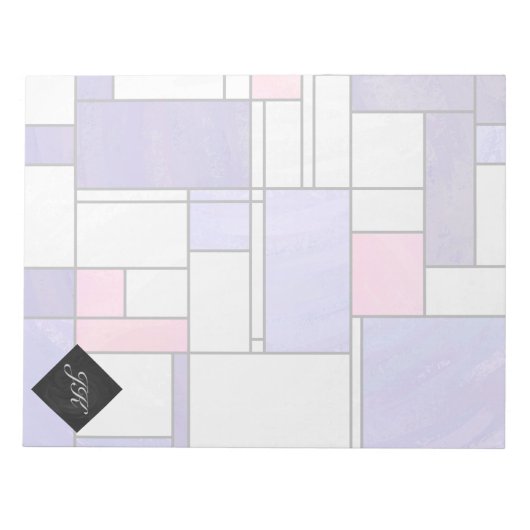 Mondrian Pink Paars White Print Notitieblok (Voorkant)