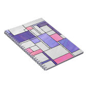 Mondrian Pink Paars White Print Notitieboek (Rechterzijde)
