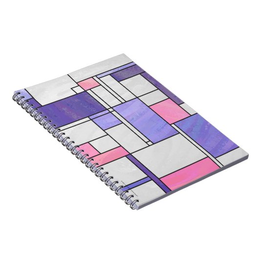 Mondrian Pink Paars White Print Notitieboek (Rechterzijde)