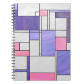 Mondrian Pink Paars White Print Notitieboek (Voorkant)