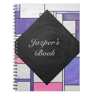 Mondrian Pink Paars White Print Notitieboek