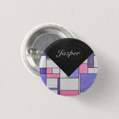 Mondrian Pink Paars White Print Ronde Button 3,2 Cm (Voorkant /achterkant)