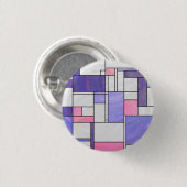Mondrian Pink Paars White Print Ronde Button 3,2 Cm (Voorkant /achterkant)