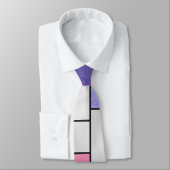 Mondrian Pink Paars White Print Stropdas (Gebonden)