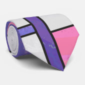 Mondrian Pink Paars White Print Stropdas (Opgerold)