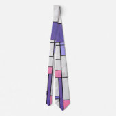 Mondrian Pink Paars White Print Stropdas (Achterkant)