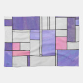Mondrian Pink Paars White Print Theedoek (Horizontaal)