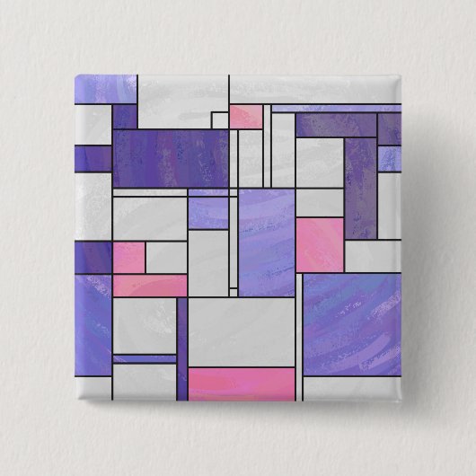 Mondrian Pink Paars White Print Vierkante Button 5,1 Cm (Voorkant)