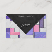 Mondrian Pink Paars White Print Visitekaartje (Achterkant)