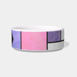 Mondrian Pink Paars White Print Voerbakje