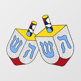 Mondrian Polka Dot Dreidels Raamsticker