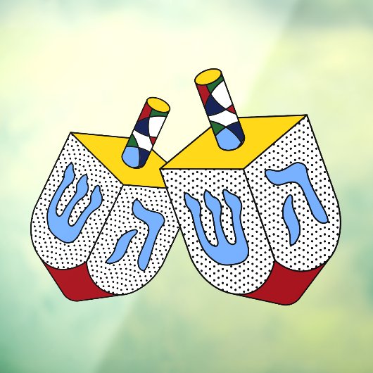 Mondrian Polka Dot Dreidels Raamsticker (Vel 3)