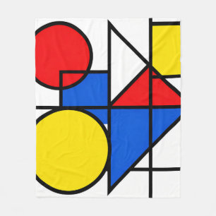 Mondrian Primaire Kleurcompositie Fleece Deken