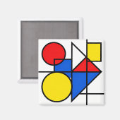 Mondrian Primaire Kleurcompositie Magneet (Voorkant / Achterkant)
