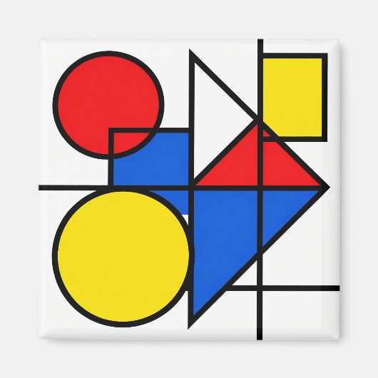 Mondrian Primaire Kleurcompositie Magneet (Voorkant)