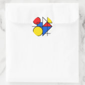 Mondrian Primaire Kleurcompositie Ronde Sticker (Tas)