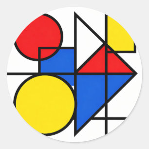 Mondrian Primaire Kleurcompositie Ronde Sticker