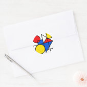 Mondrian Primaire Kleurcompositie Ronde Sticker (Envelop)