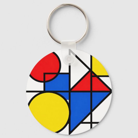 Mondrian Primaire Kleurcompositie Sleutelhanger (Voorkant)
