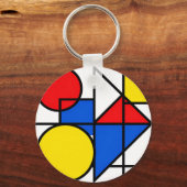 Mondrian Primaire Kleurcompositie Sleutelhanger (Voorkant)