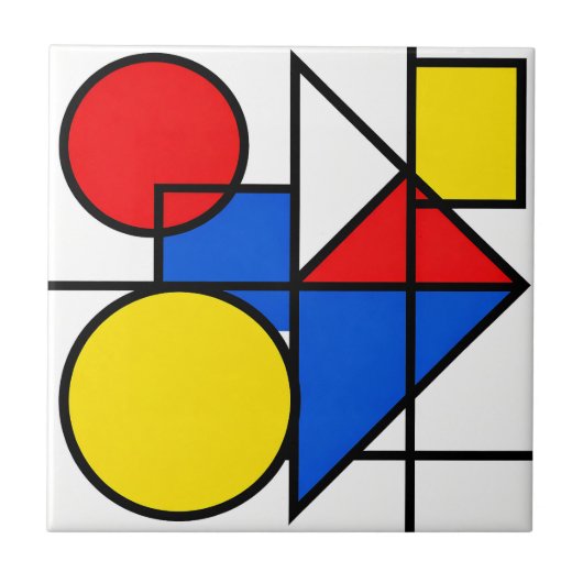 Mondrian Primaire Kleurcompositie Tegeltje (Voorkant)