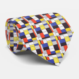 Mondrian-raster – Abstracte kunstblokken Stropdas