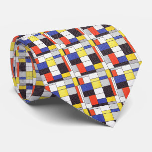 Mondrian-raster – Abstracte kunstblokken Stropdas