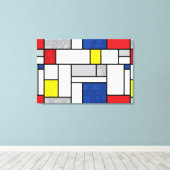 Mondrian Retro Cirkels Minimalistisch De Stijl Mod Canvas Afdruk (Insitu (Houten vloer))