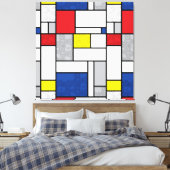 Mondrian Retro Cirkels Minimalistisch De Stijl Mod Canvas Afdruk (Insitu (Slaapkamer))