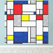 Mondrian Retro Cirkels Minimalistisch De Stijl Mod Canvas Afdruk (Insitu (Houten vloer))