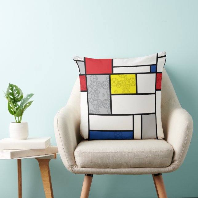 Mondrian Retro Cirkels Minimalistisch De Stijl Mod Kussen (Stoel)